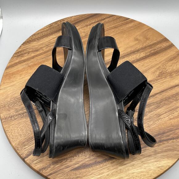 Dansko Sandals Womens 10.5 / 41 Black Wedge Platform Elastic Strap Comfort Shoes - Picture 6 of 8
